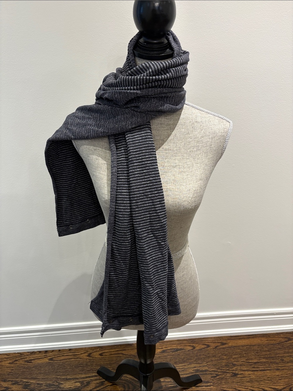 lululemon athletica vinyasa Charcoal and Dark Gray Striped Knit Scarf